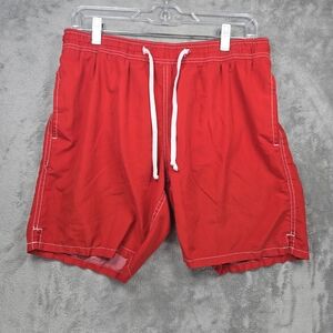 Old Navy Men's Red and White Mesh Swim Shorts Sz M